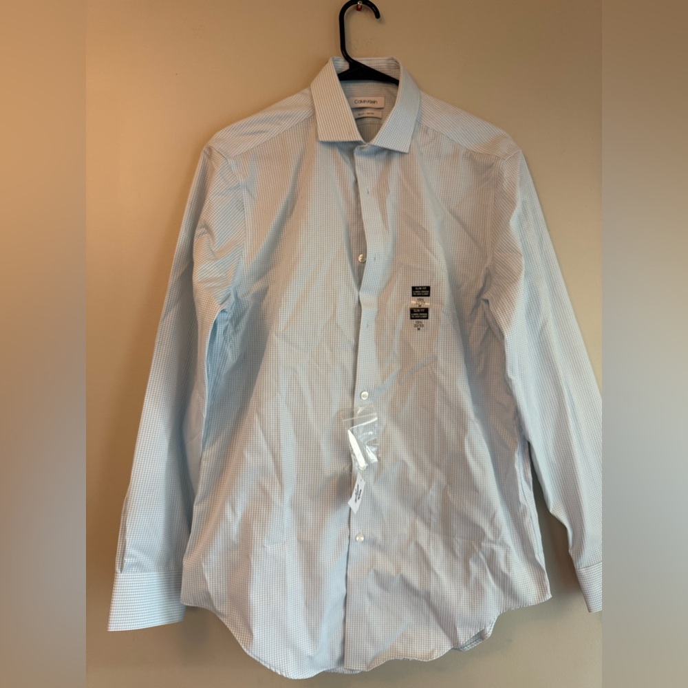 Calvin Klein Blue Dress Shirt Crisp Formal Design